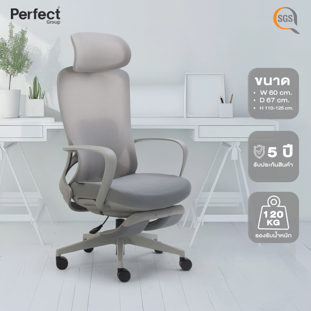 เก้าอี้ทำงานเพื่อสุขภาพ Perfect รุ่น Y FANTA เก้าอี้ สีเทา
